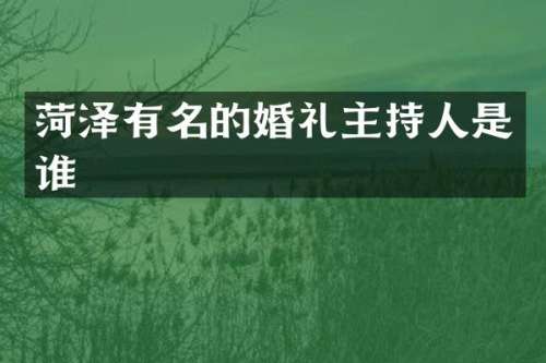 菏泽有名的婚礼主持人是谁