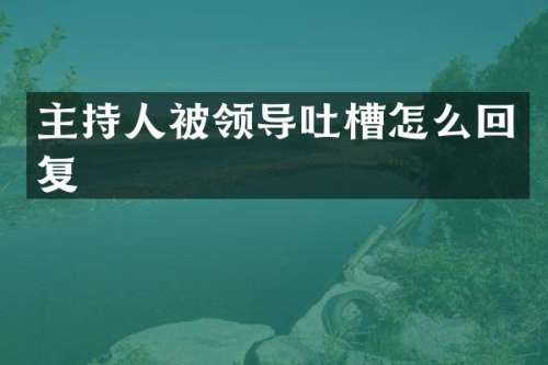 主持人被领导吐槽怎么回复