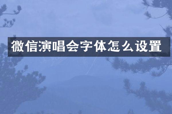 微信演唱会字体怎么设置