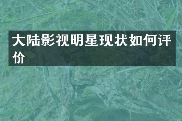 大陆影视明星现状如何评价