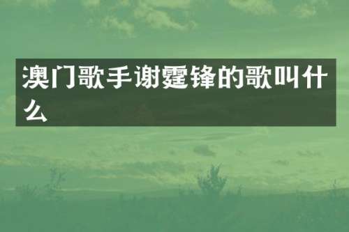 澳门歌手谢霆锋的歌叫什么