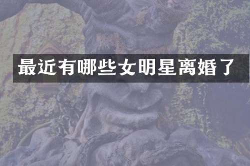 最近有哪些女明星离婚了