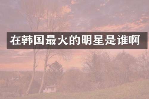 在韩国最火的明星是谁啊
