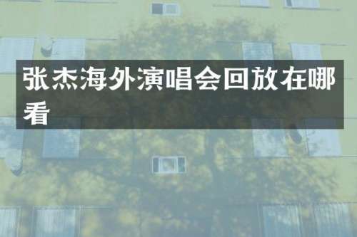 张杰海外演唱会回放在哪看