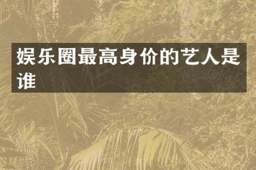娱乐圈最高身价的艺人是谁