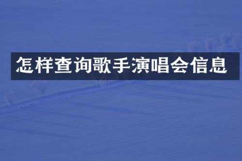 怎样查询歌手演唱会信息