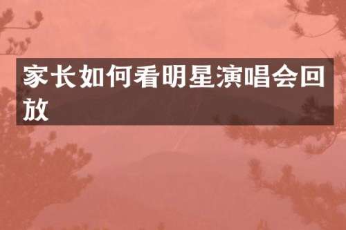 家长如何看明星演唱会回放