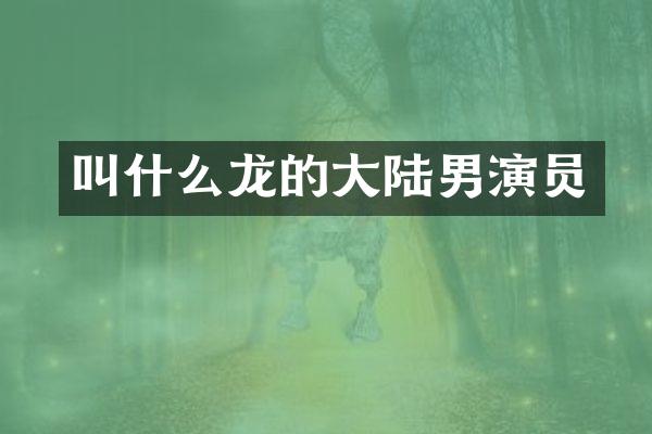 叫什么龙的大陆男演员
