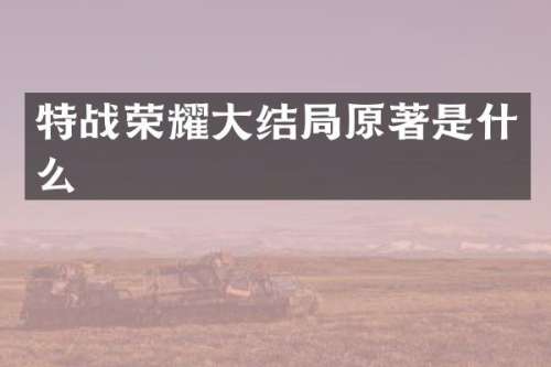 特战荣耀大结局原著是什么