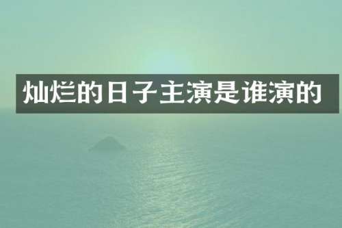 灿烂的日子主演是谁演的