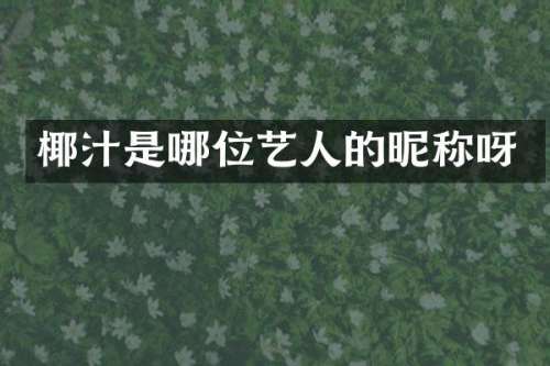 椰汁是哪位艺人的昵称呀