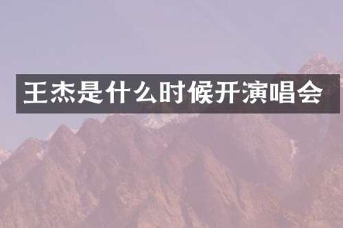 王杰是什么时候开演唱会