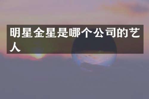 明星金星是哪个公司的艺人