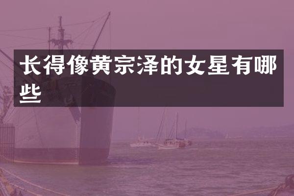 长得像黄宗泽的女星有哪些