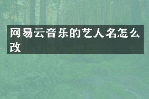 网易云音乐的艺人名怎么改
