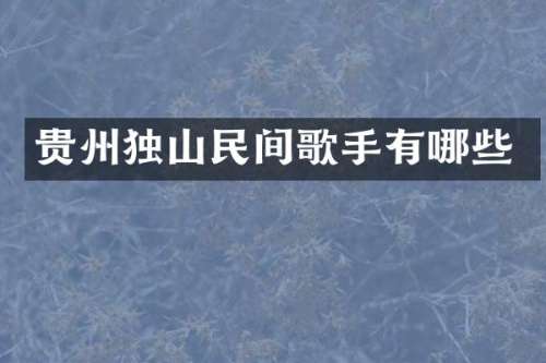 贵州独山民间歌手有哪些