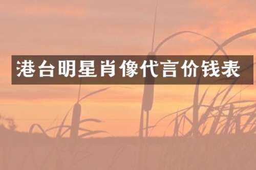 港台明星肖像代言价钱表