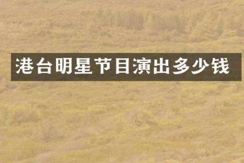港台明星节目演出多少钱
