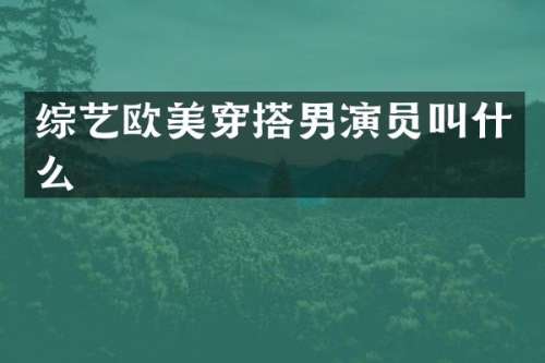 综艺欧美穿搭男演员叫什么