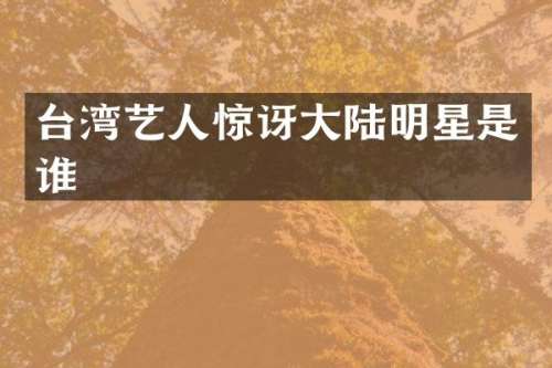 台湾艺人惊讶大陆明星是谁