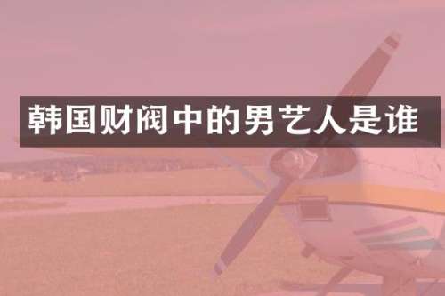 韩国财阀中的男艺人是谁