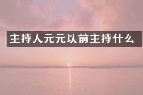 主持人元元以前主持什么