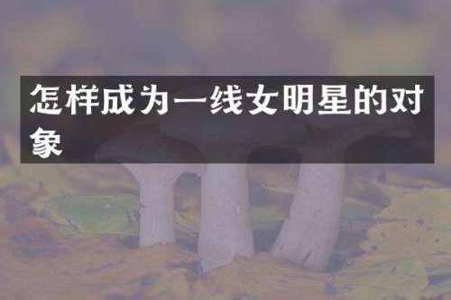 怎样成为一线女明星的对象