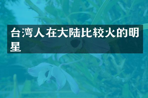 台湾人在大陆比较火的明星