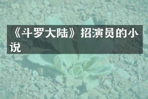 《斗罗大陆》招演员的小说