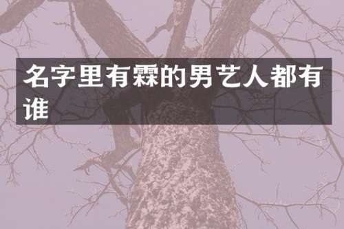 名字里有霖的男艺人都有谁