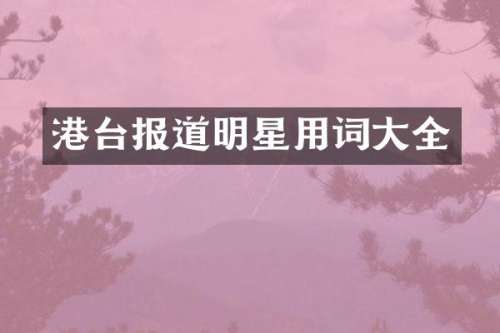 港台报道明星用词大全