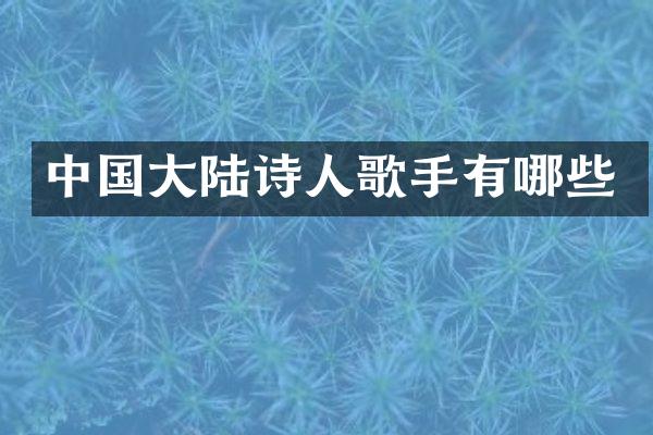中国大陆诗人歌手有哪些