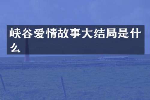 峡谷爱情故事大结局是什么