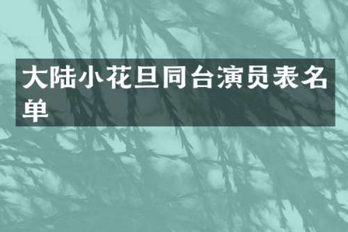 大陆小花旦同台演员表名单