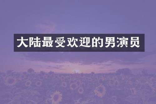 大陆最受欢迎的男演员