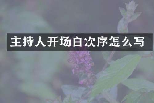 主持人开场白次序怎么写