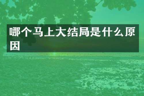 哪个马上大结局是什么原因