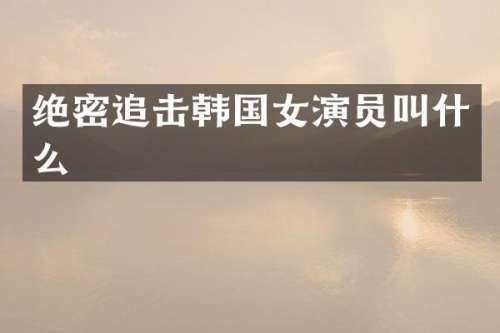 绝密追击韩国女演员叫什么