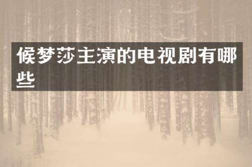 候梦莎主演的电视剧有哪些