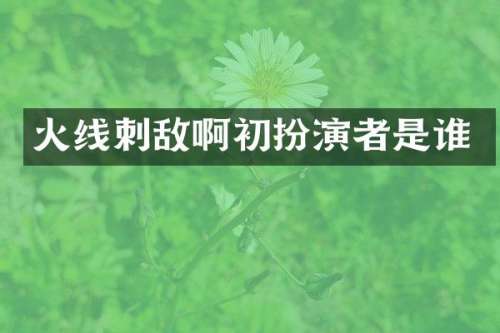 火线刺敌啊初扮演者是谁