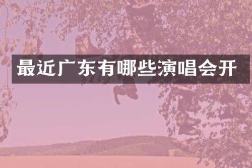 最近广东有哪些演唱会开
