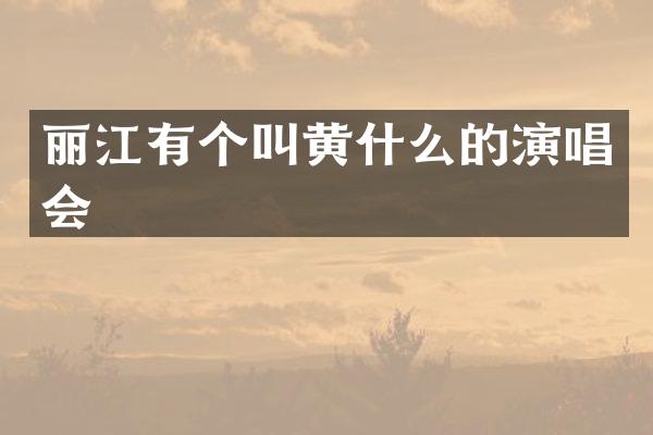 丽江有个叫黄什么的演唱会
