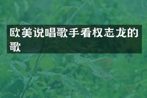 欧美说唱歌手看的歌