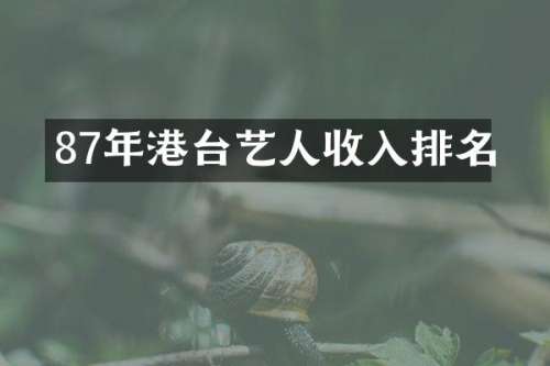 87年港台艺人收入排名