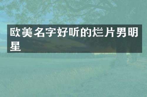 欧美名字好听的烂片男明星