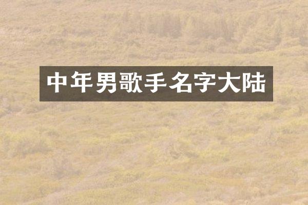 中年男歌手名字大陆