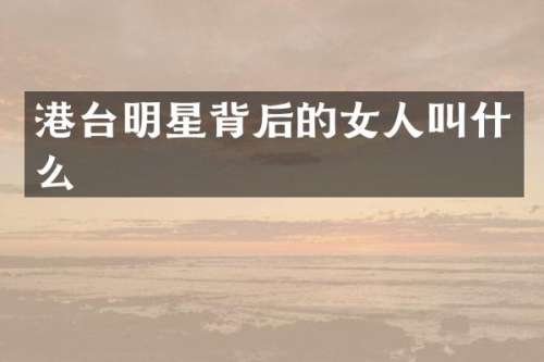 港台明星背后的女人叫什么