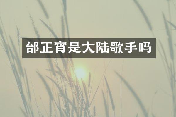 邰正宵是大陆歌手吗