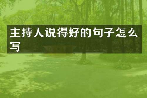 主持人说得好的句子怎么写