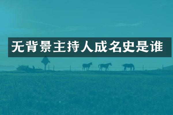 无背景主持人成名史是谁